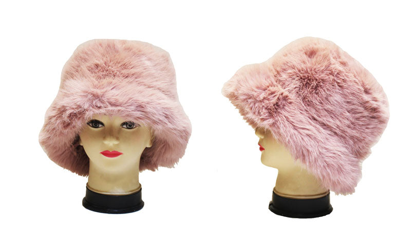 Faux Fox Fur Bucket Hat-HT2303