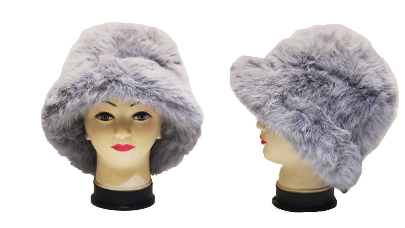 Faux Fox Fur Bucket Hat-HT2303
