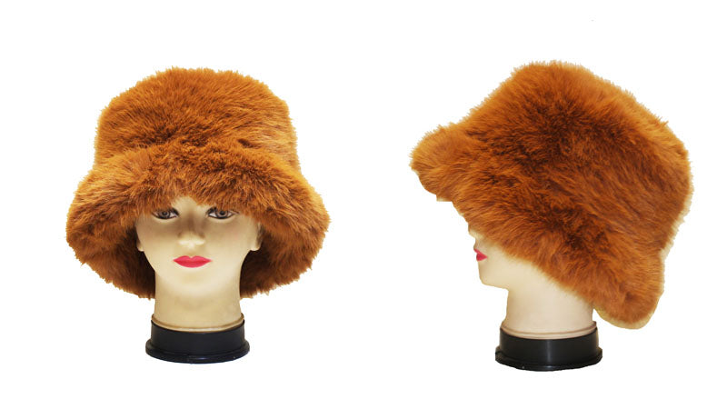 Faux Fox Fur Bucket Hat-HT2303