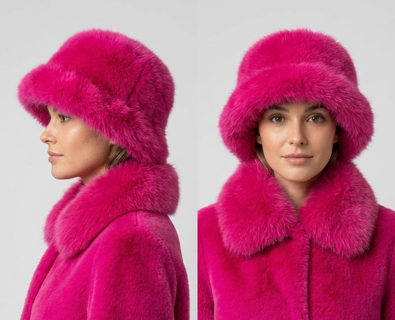 Faux Fox Fur Bucket Hat-HT2303