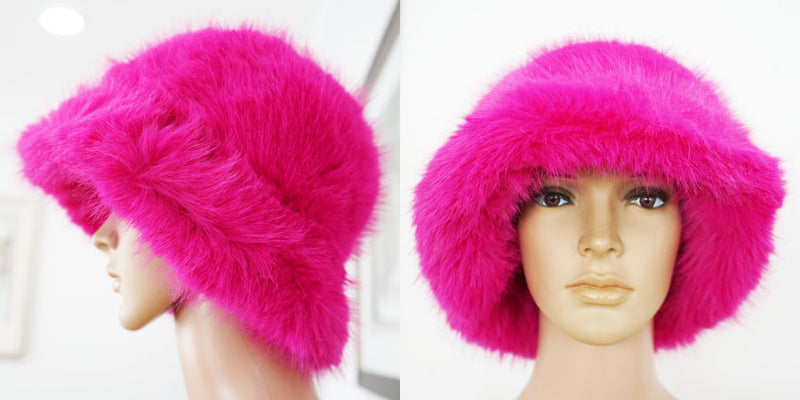 Faux Fox Fur Bucket Hat-HT2303
