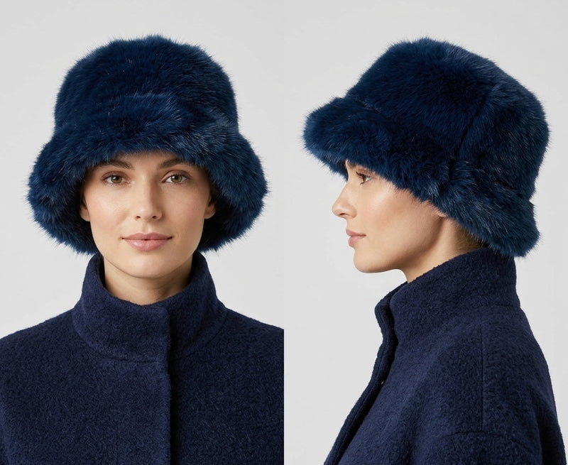 Faux Fox Fur Bucket Hat-HT2303