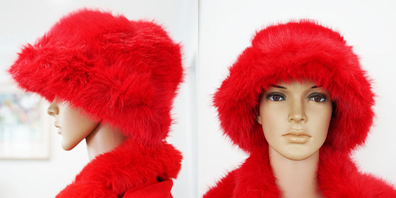 Faux Fox Fur Bucket Hat-HT2303