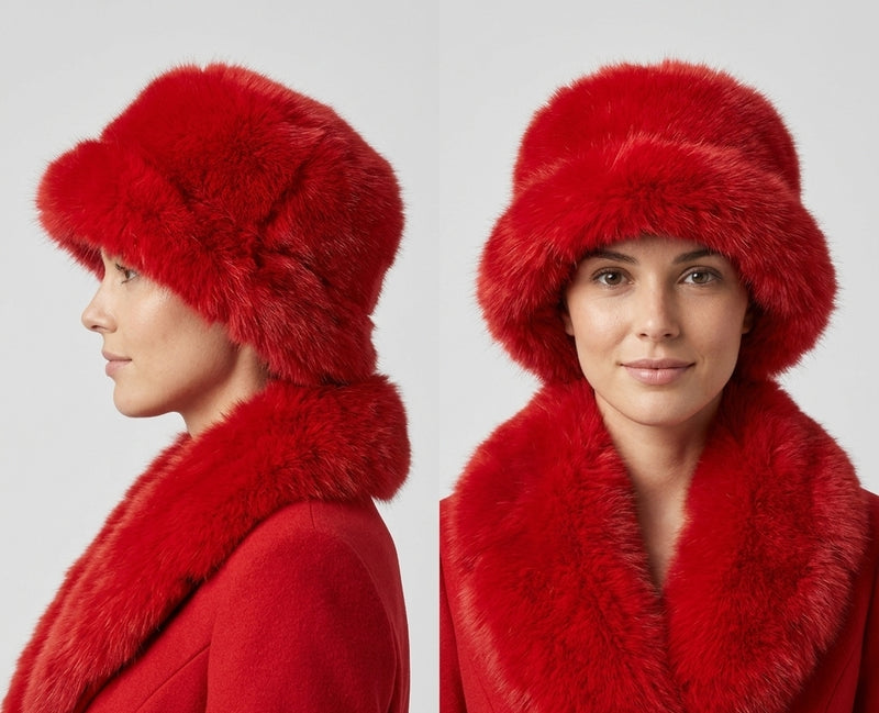 Faux Fox Fur Bucket Hat-HT2303