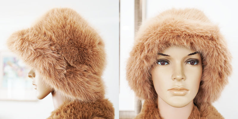 Faux Fox Fur Bucket Hat-HT2303