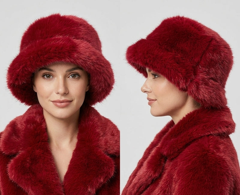 Faux Fox Fur Bucket Hat-HT2303