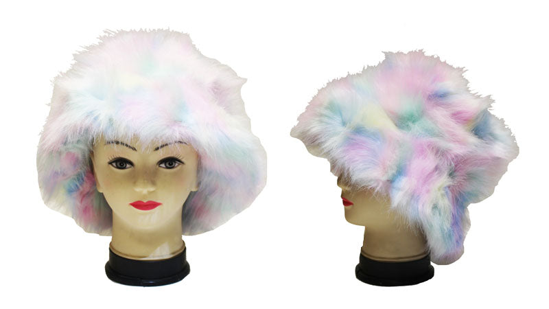 Colorful Faux Fur Bucket Hat-HT2304