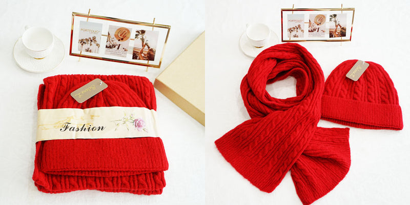 Cozy Knit Hat & Scarf Set -HT2406SET