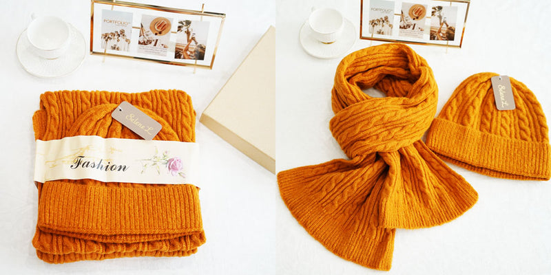 Cozy Knit Hat & Scarf Set -HT2406SET