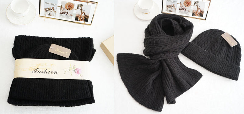 Cozy Knit Hat & Scarf Set -HT2406SET