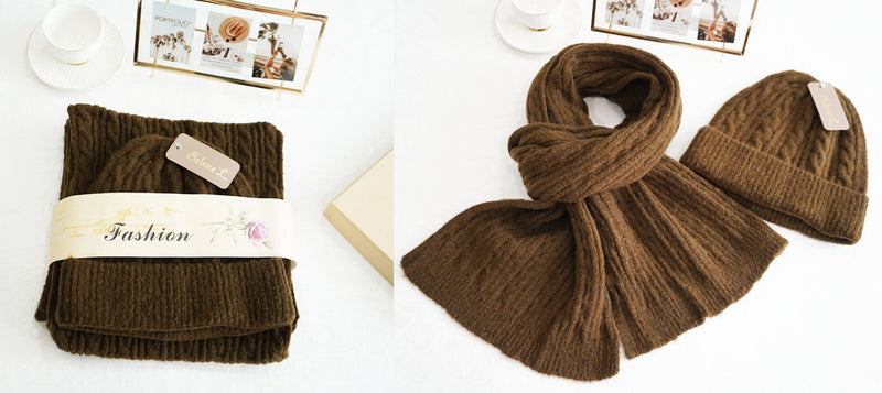 Cozy Knit Hat & Scarf Set -HT2406SET