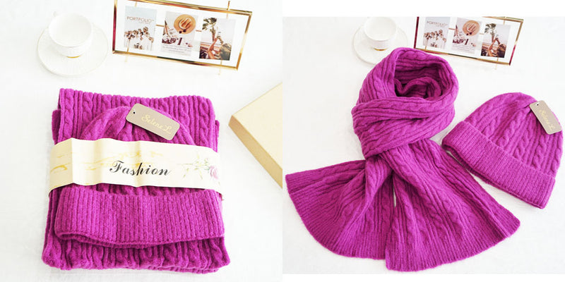Cozy Knit Hat & Scarf Set -HT2406SET