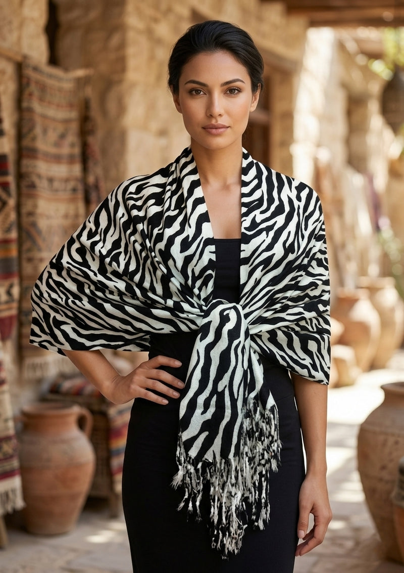 Bold Zebra Print Shawl-S1212