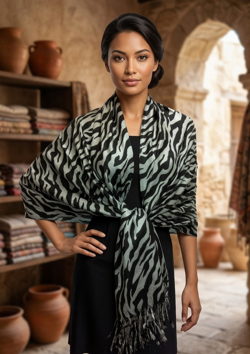 Bold Zebra Print Shawl-S1212