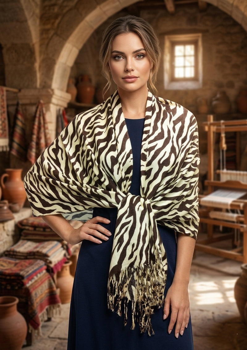 Bold Zebra Print Shawl-S1212