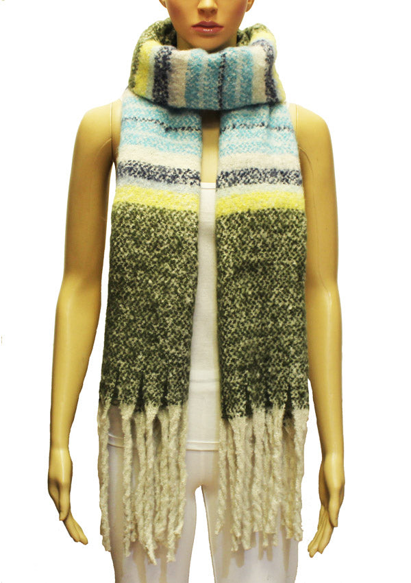 Cozy Multicolor Knit Fringe Scarf-S2111