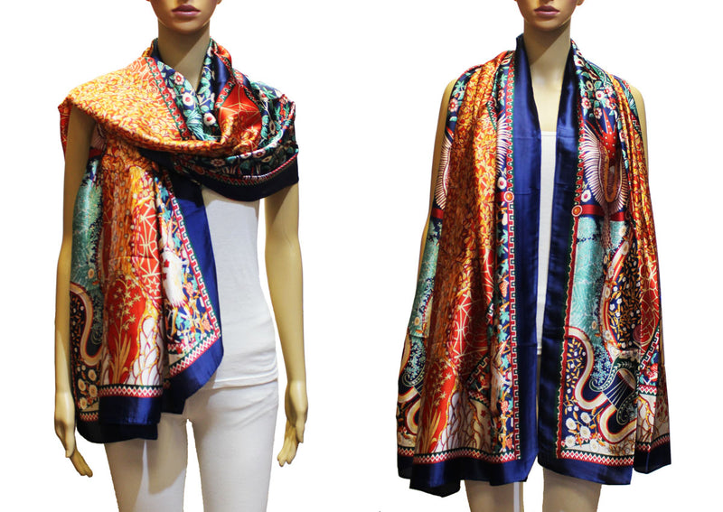 Luxury Peacock Pattern Silk Scarf-S2311