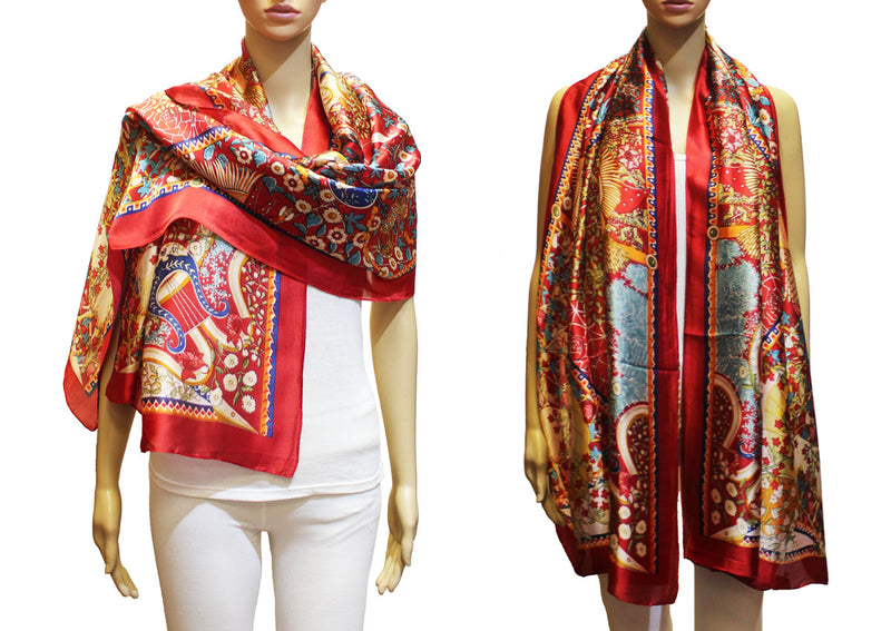 Luxury Peacock Pattern Silk Scarf-S2311