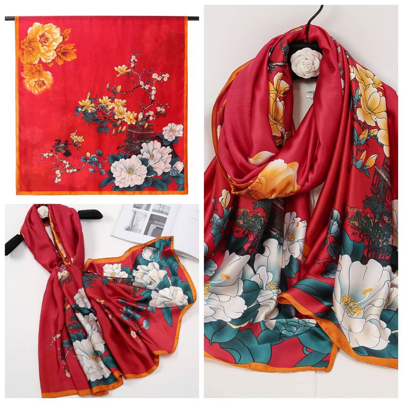 Oriental Garden Print Scarf-S2313