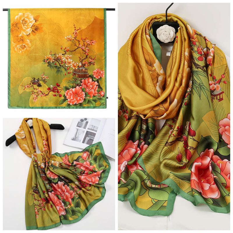 Oriental Garden Print Scarf-S2313