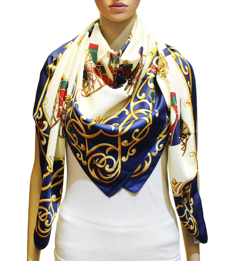 Vintage Carriage Silk-Feel Scarf-S2315