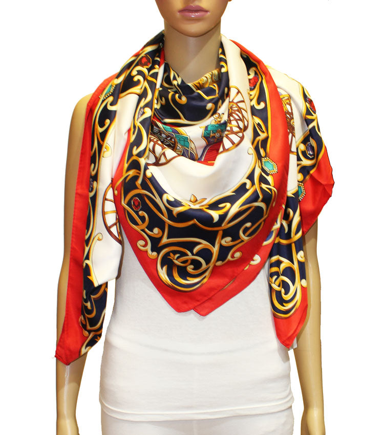 Vintage Carriage Silk-Feel Scarf-S2315