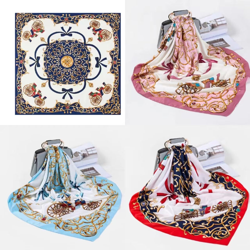 Vintage Carriage Silk-Feel Scarf-S2315