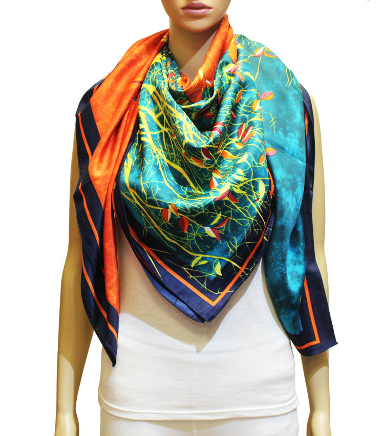 Elegant Botanical Large Square Scarf-S2316