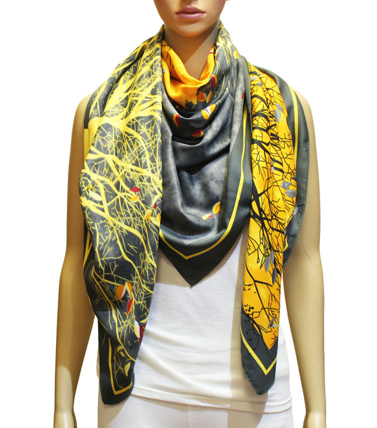 Elegant Botanical Large Square Scarf-S2316
