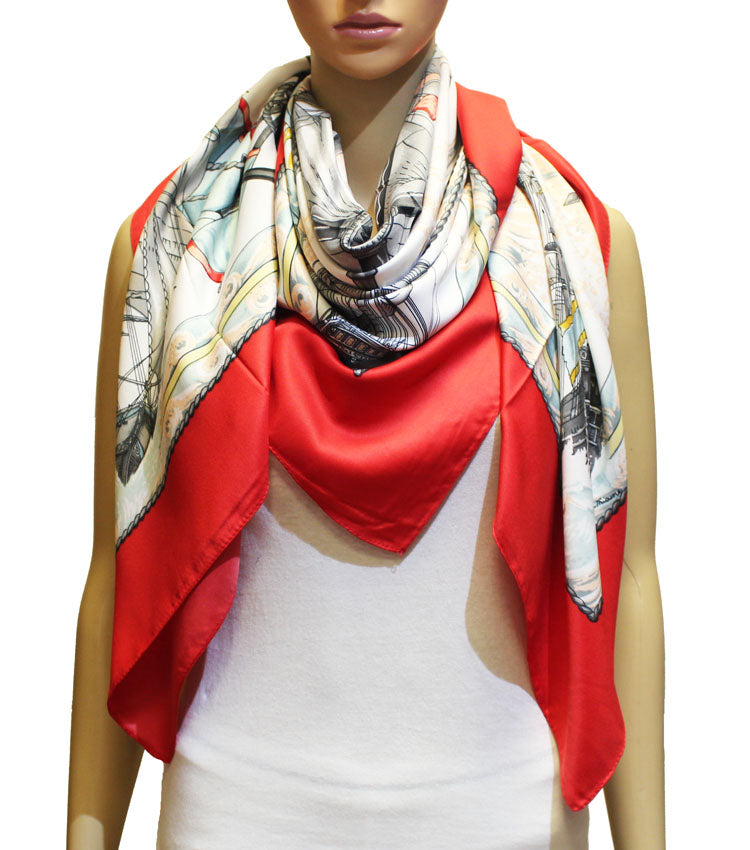 Nautical Print Large Square Scarf-S2317