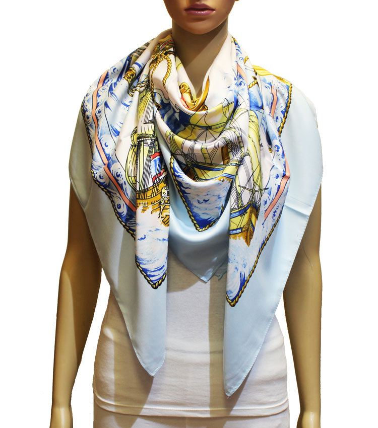 Nautical Print Large Square Scarf-S2317