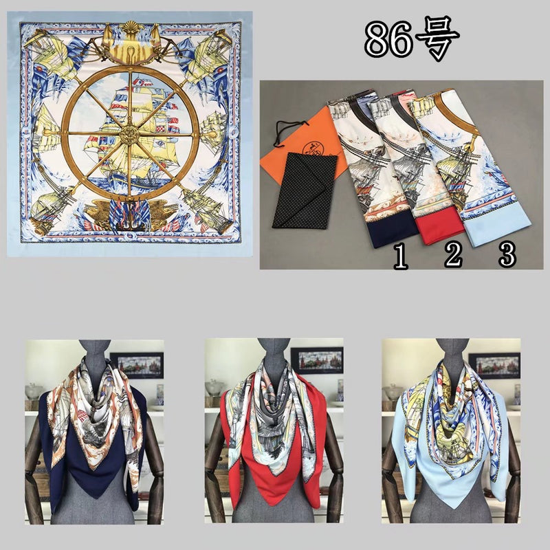 Nautical Print Large Square Scarf-S2317