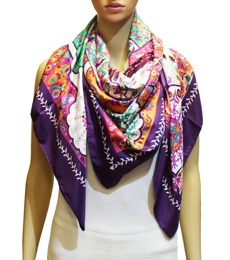 Silk Feel Boho Square Scarf-S2319