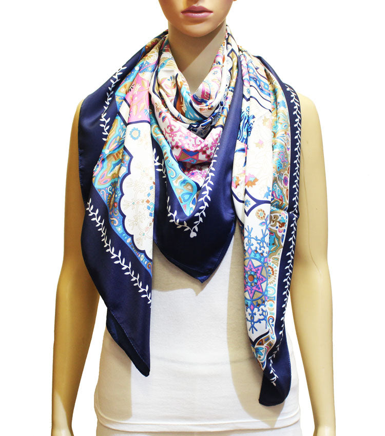 Silk Feel Boho Square Scarf-S2319