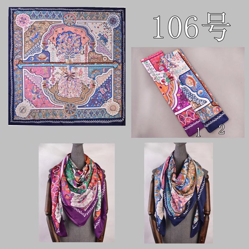 Silk Feel Boho Square Scarf-S2319