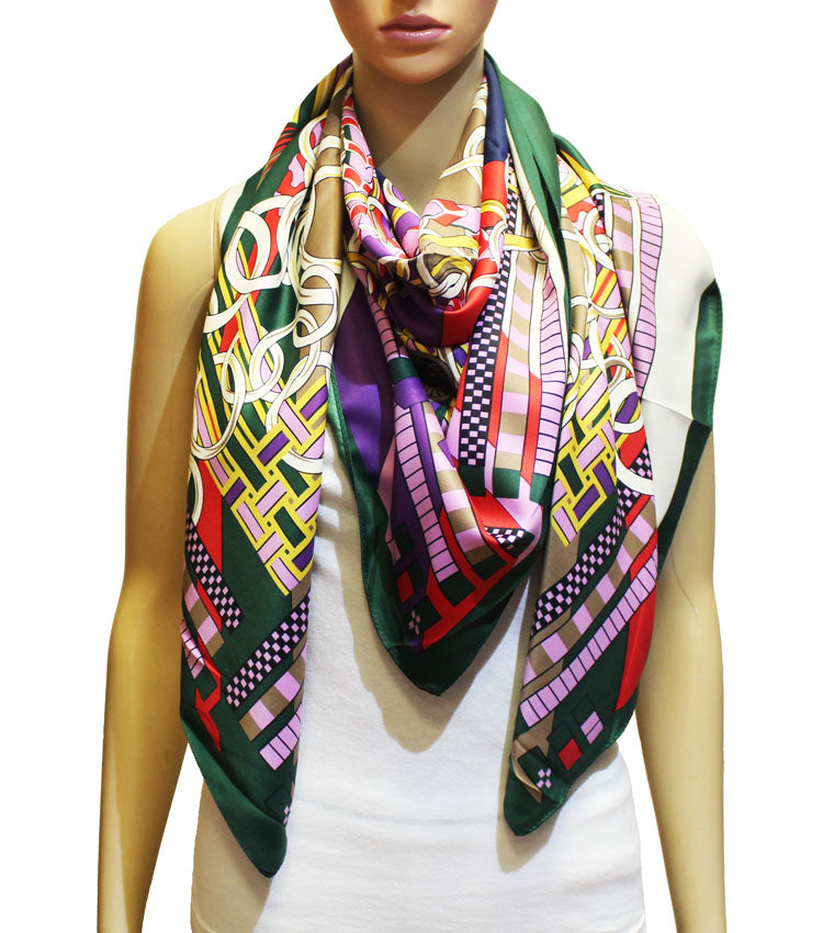 Silk Feel Retro Chain Scarf-S2320