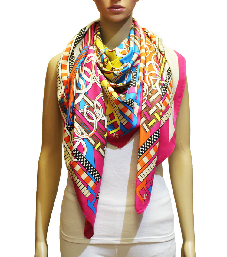 Silk Feel Retro Chain Scarf-S2320