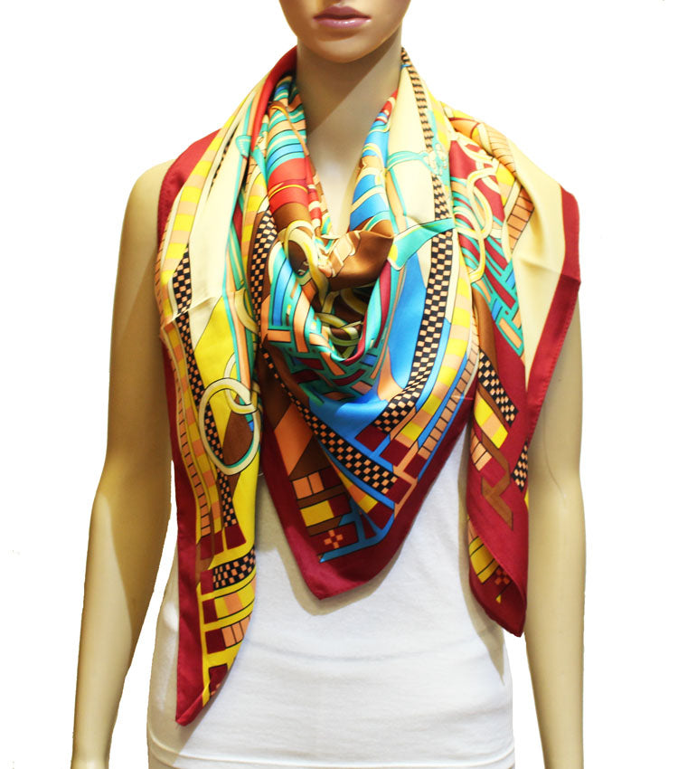 Silk Feel Retro Chain Scarf-S2320