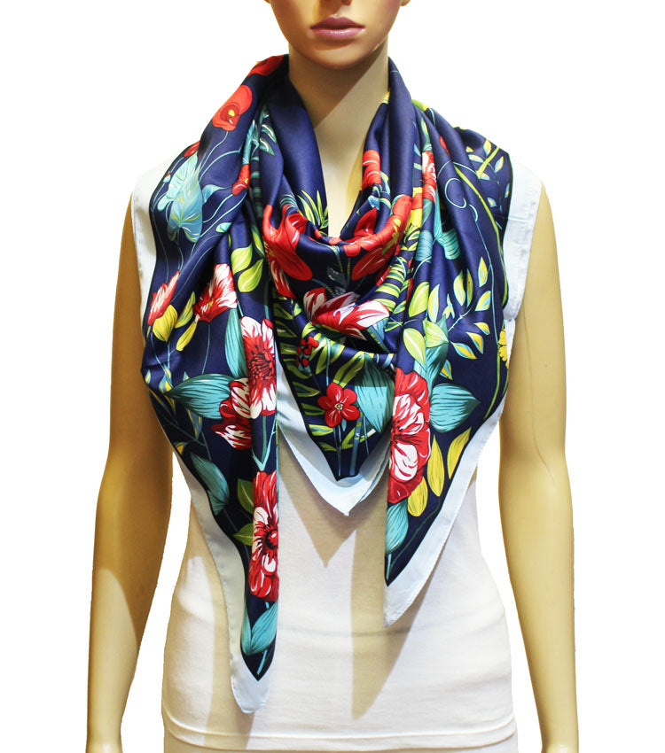 Tropical Floral Silk Feel Scarf-S2321