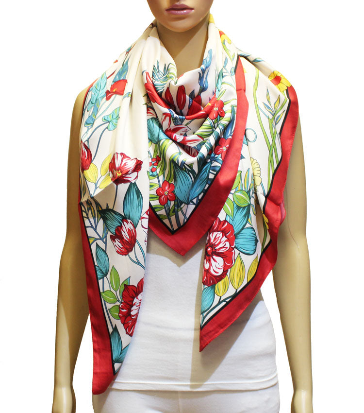 Tropical Floral Silk Feel Scarf-S2321