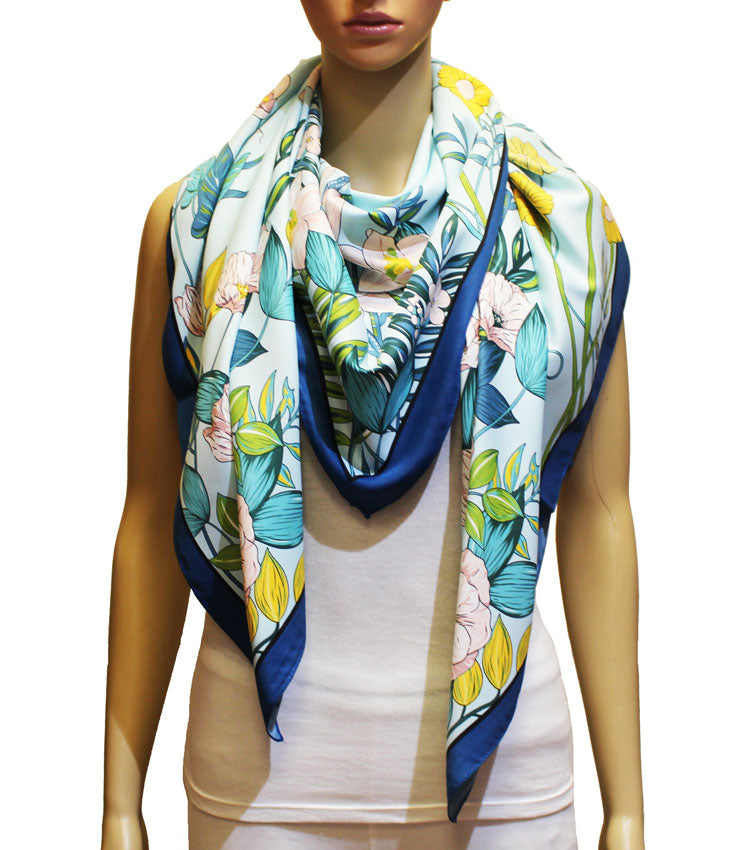 Tropical Floral Silk Feel Scarf-S2321