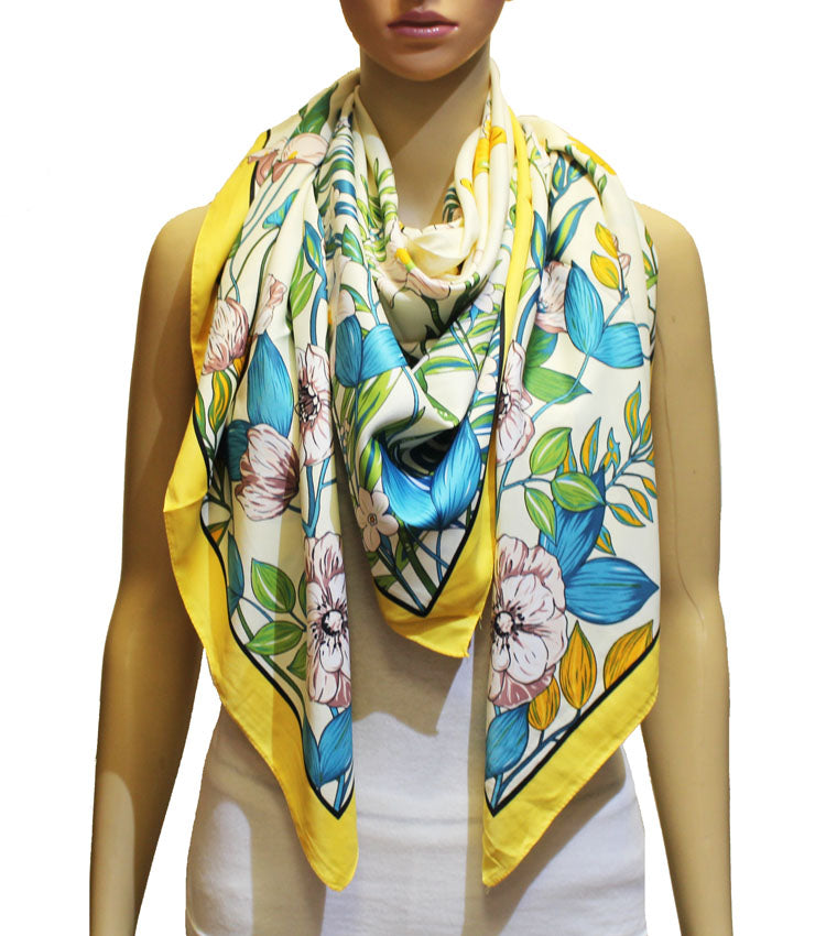 Tropical Floral Silk Feel Scarf-S2321