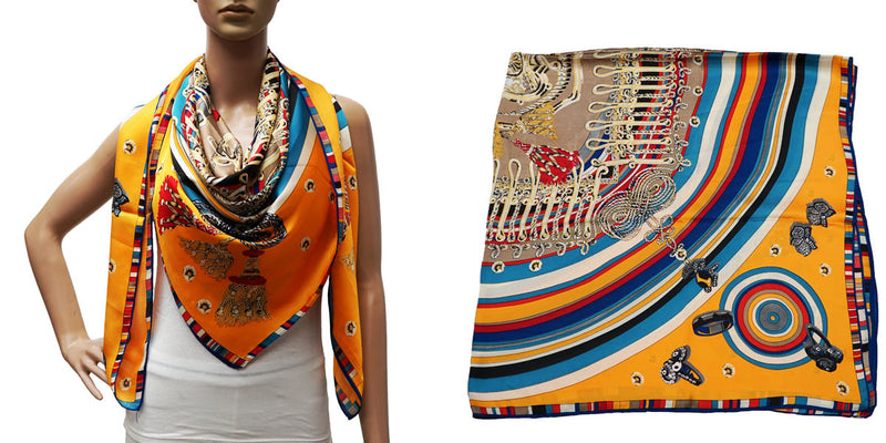 Silk Feel Patterned Scarf-S2401