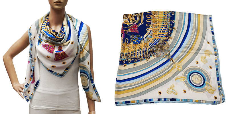Silk Feel Patterned Scarf-S2401