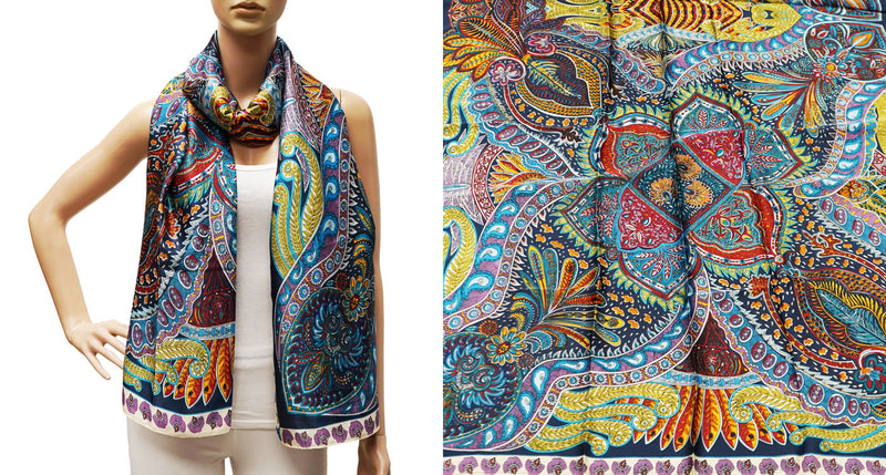 Bohemian Floral Silk Feel Scarf-S2404