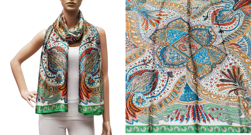 Bohemian Floral Silk Feel Scarf-S2404