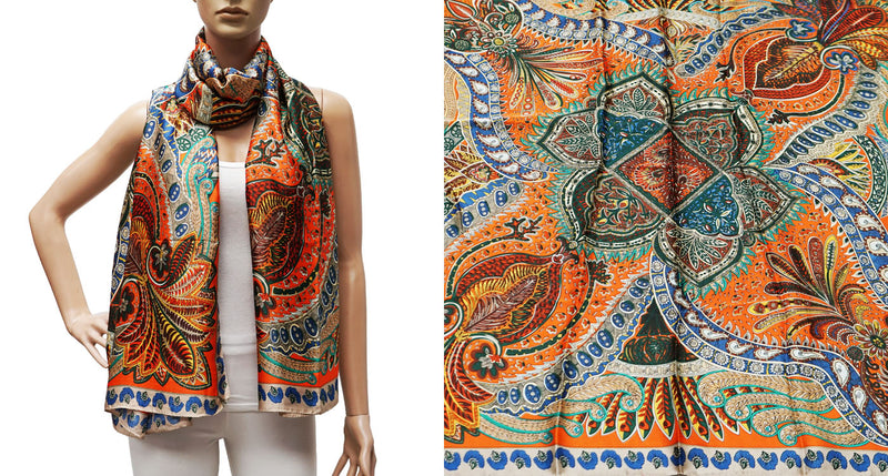 Bohemian Floral Silk Feel Scarf-S2404