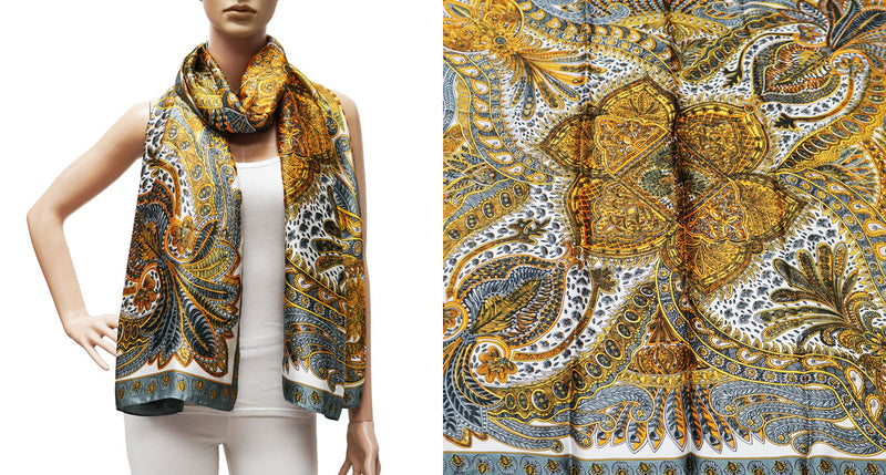 Bohemian Floral Silk Feel Scarf-S2404