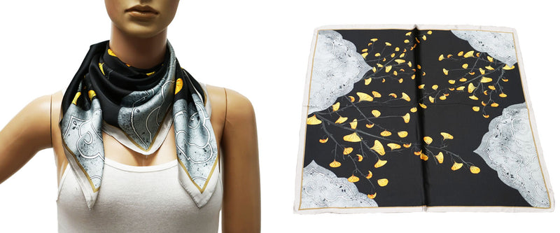 Ginkgo Leaf Silk Feel Scarf-S2408