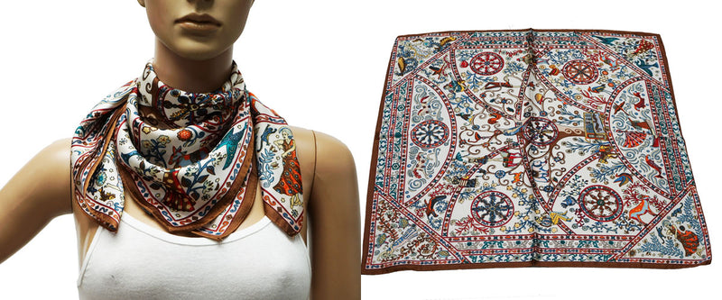 Vintage Nautical Silk Feel Scarf-S2410